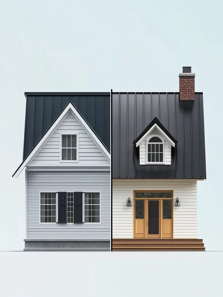 Infographic showing cost and lifespan comparison between asphalt shingles and metal roofing.